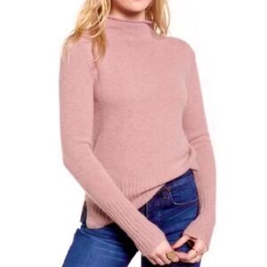 Madewell Sweater Size Medium Merino Wool Alpaca Blend Mockneck in Pink Ribbed